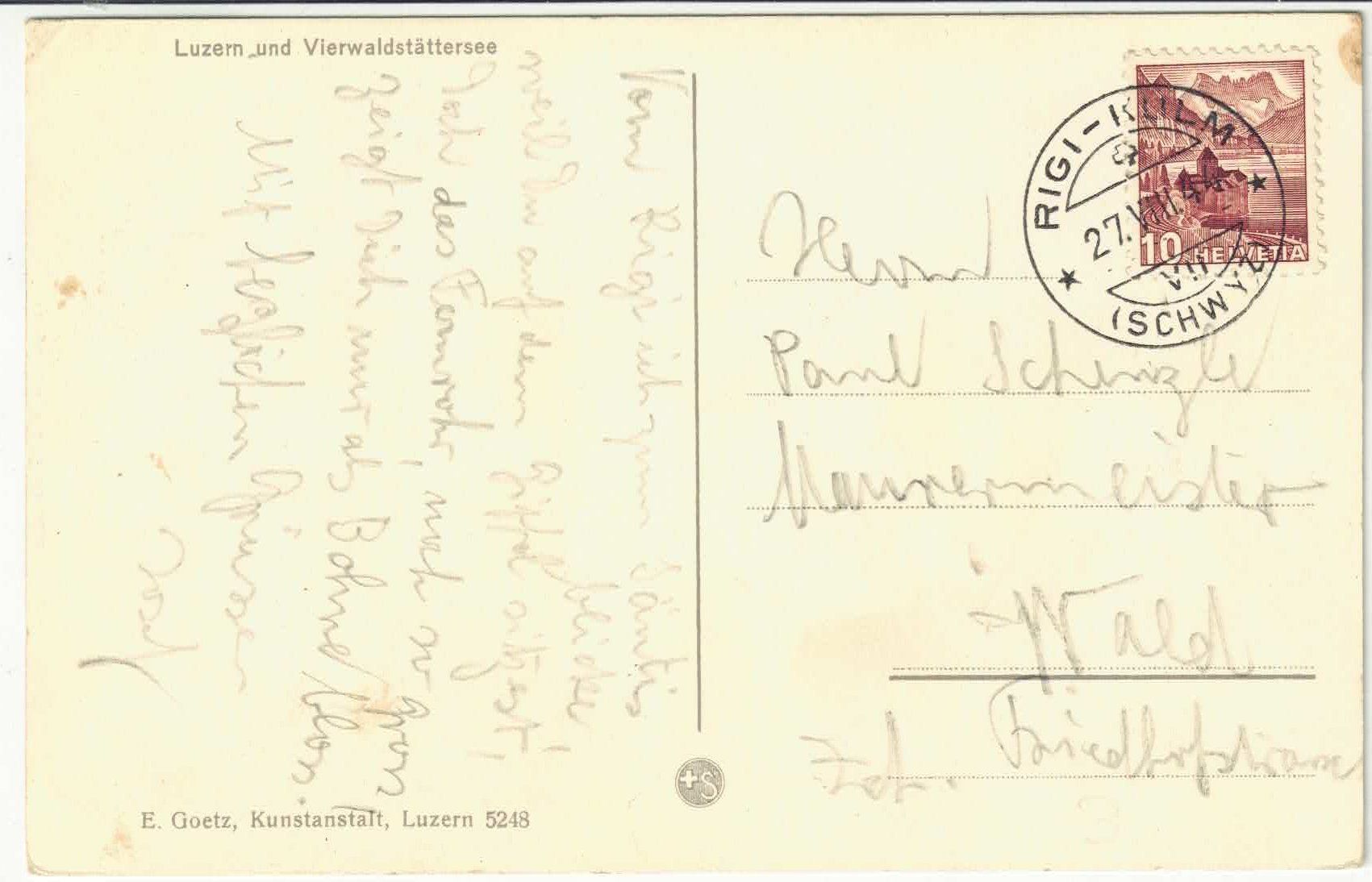 Cartoline postali: Vierwaldstättersee - Luzern - Panorama - Litho – Usato da Ettingen venduto da Kartenplanet 1
