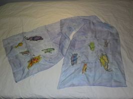 Seiden - Schal / Foulard, Schmetterlinge, handbemahlt-Unikat