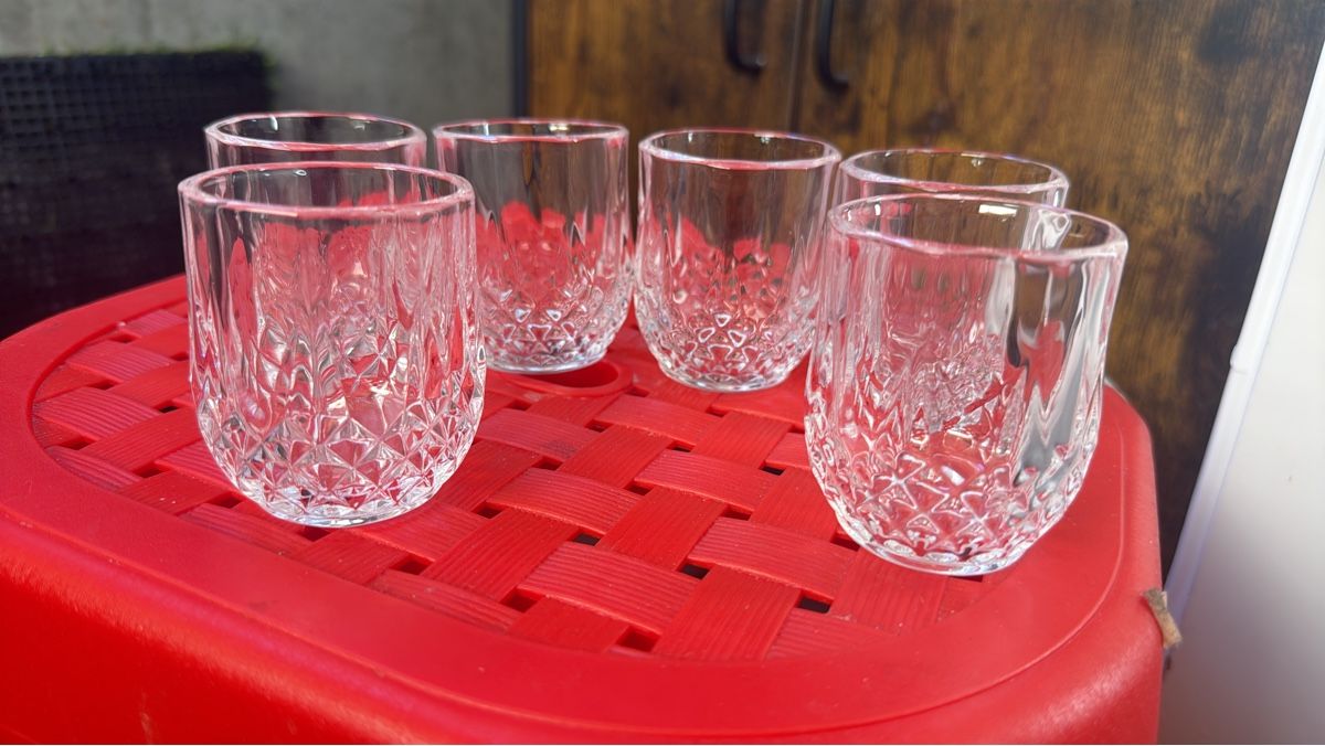Bicchieri: 6 Trinkgläser mit Rautenmuster, Glas,  – Usato da Zürich venduto da Pingu333