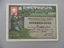 Schützenfest Karte Ehrenmeldung Urnäsch App. 1925