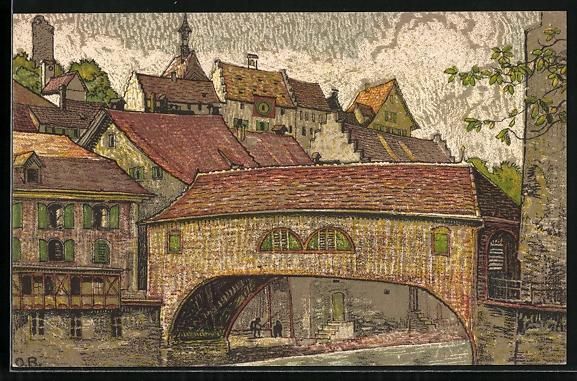 Cartoline postali: AK Baden, Ortspartie – Usato da Berlin venduto da bartko-reher