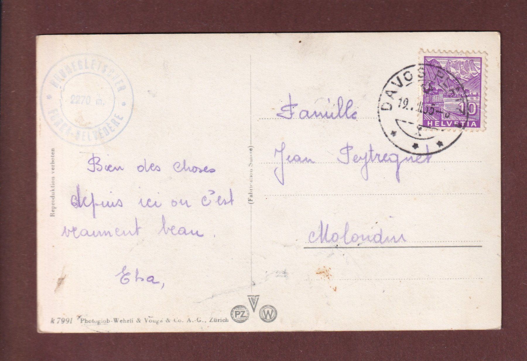 Ansichtskarten: GLETSCHERTÜRME - Mann - 1935 – Gebraucht aus Pully von nicecards-shop 1