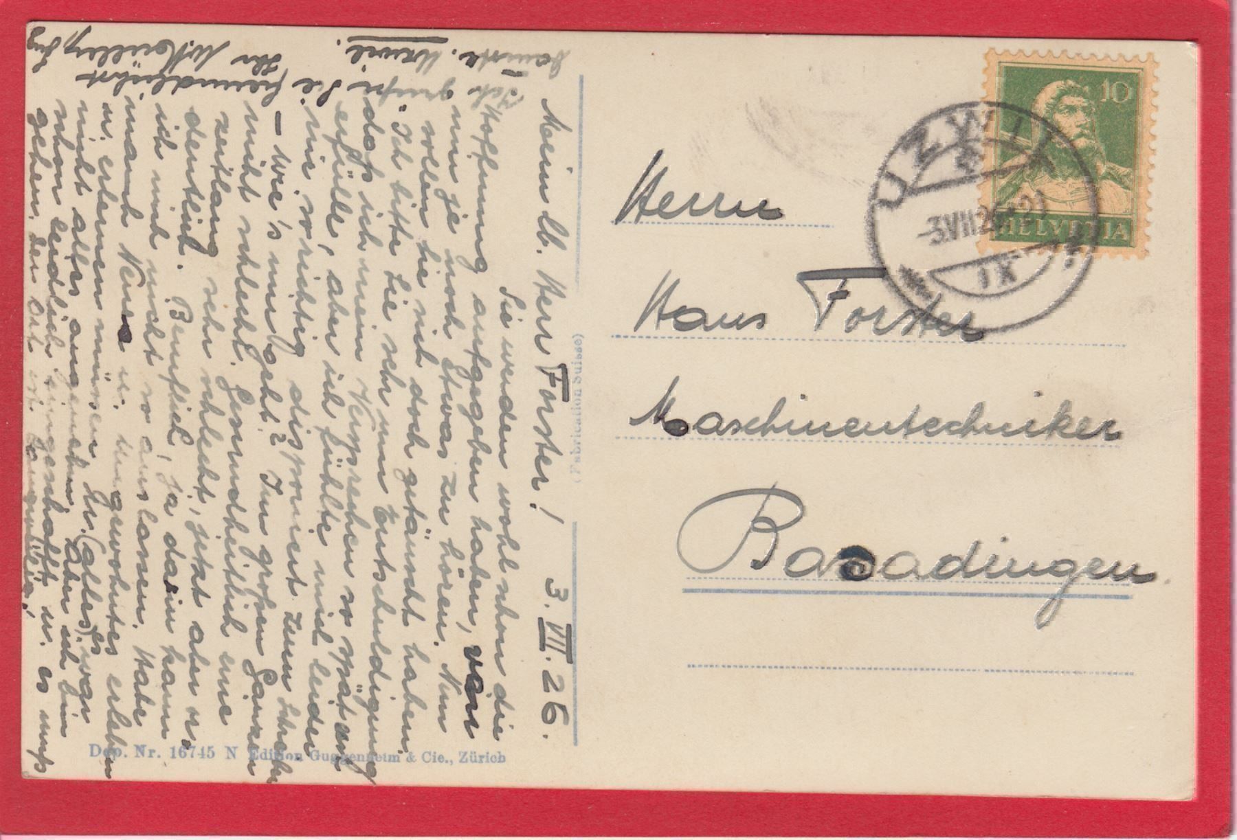 Cartoline postali: UZWIL MIT FABRIKEN – Usato da Grüningen venduto da Kartenlaube 1