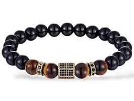 ARMBAND ELEGANT HERREN CHARM PERLEN FLEXIBEL SCHWARZ GOLD