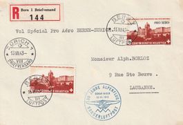 Flugpost Brief-Bern-Zürich 1943 EinschreibenBriefvorderseite