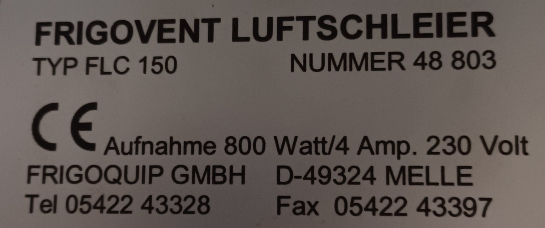 Accessori da laboratorio: Frigoquip FLC 150 Luftschleieranlage – Difettoso da Niederdorf venduto da LeptonAG_Labor 2