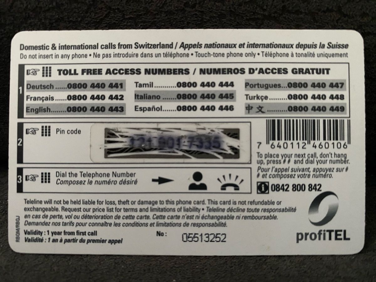 Schede telefoniche: Teleline – Usato da Lausanne venduto da babacard10 1