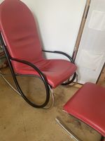 Design Schaukelstuhl Strässle rotes Leder