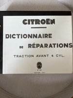 Dictionnaire manuel de réparation Citroën édition 1952