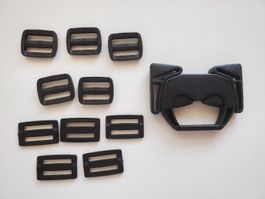 Gurtversteller 30mm und 1x Gurtschnaller schwarz 