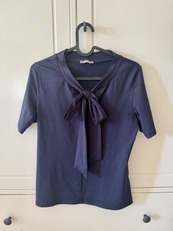 Orsay Navy Tie-Neck Top - Stylish and Versatile Blouse