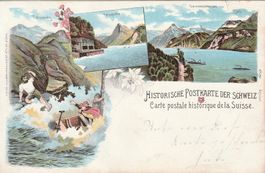 Litho Tellsprung, Tellkapelle und Vierwaldstättersee