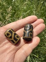 🔥 2x Dzi-Style Perlen Braun Gold – 1 Set DIY