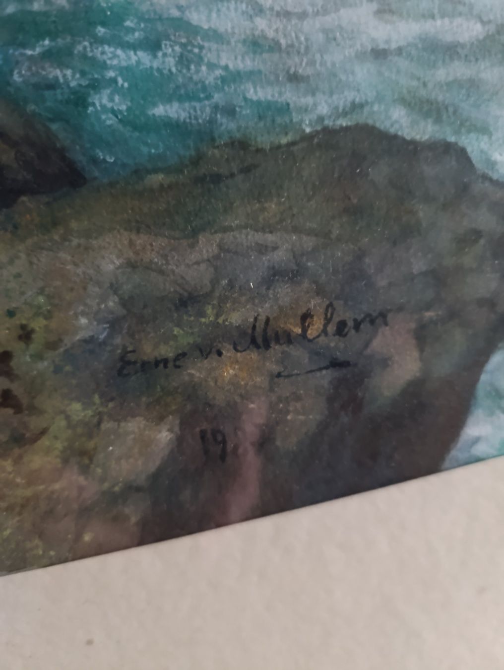 Gemälde: Schönes Aquarellbild Erne v. Mullem ? 1987 – Gebraucht aus Rüthi (Rheintal) von marycsipet 1