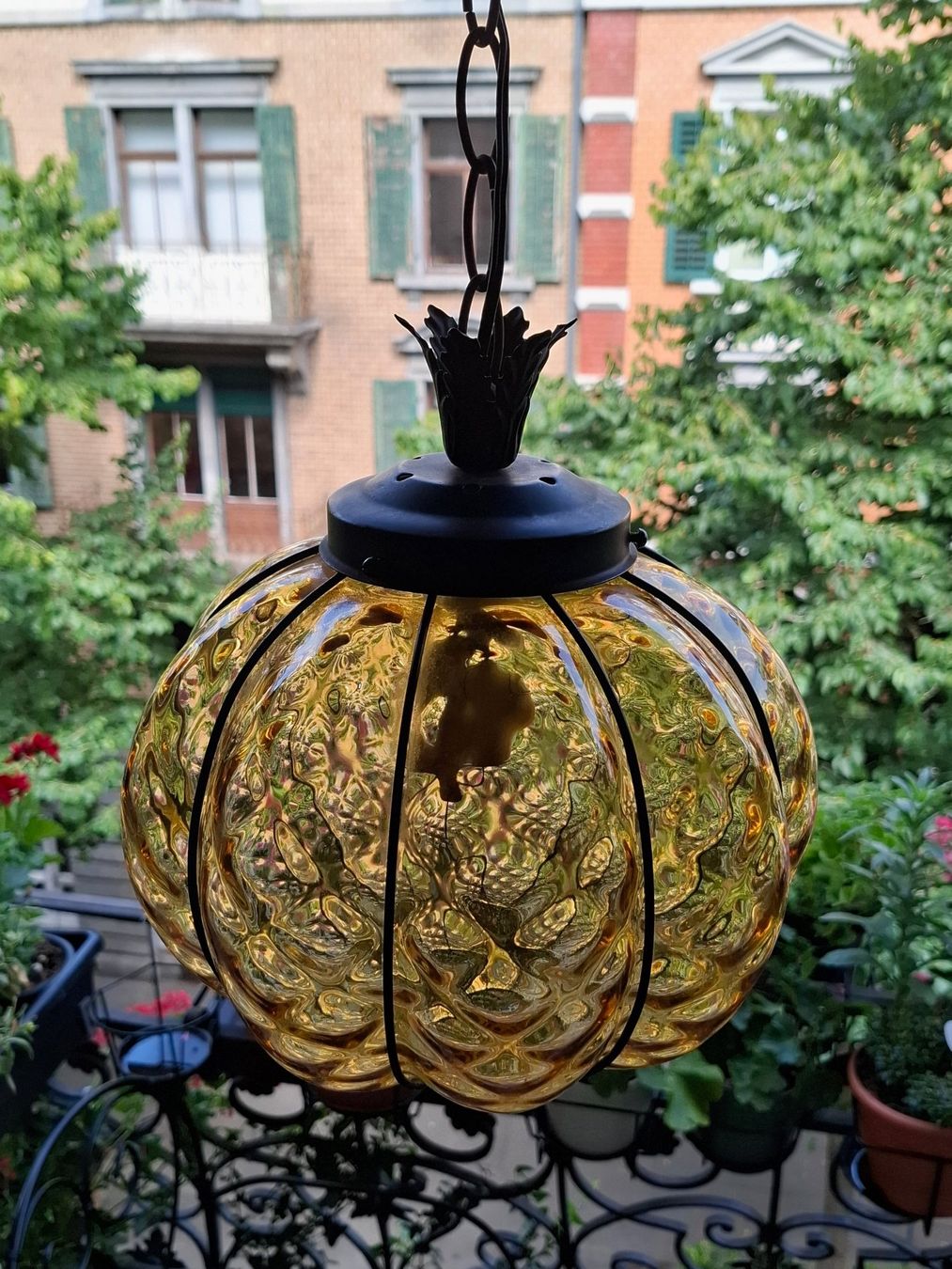 Lampadari & plafoniere: Pendelleuchte Murano Gold Glas Bernstein Stil 50er Boho Chic – Usato da Zürich venduto da bruzolda