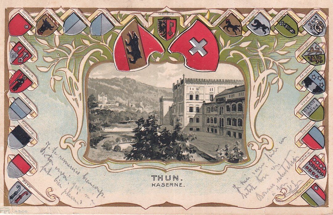 Ansichtskarten: Thun  BE   -  Kaserne     um  1 9 0 0 – Gebraucht aus Brig von Valcards54