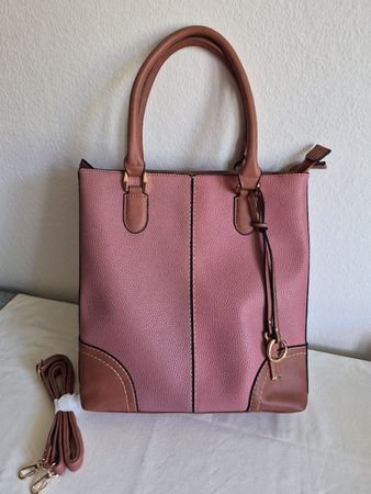 Handtasche David Jones rosa braun mit Trageriemen