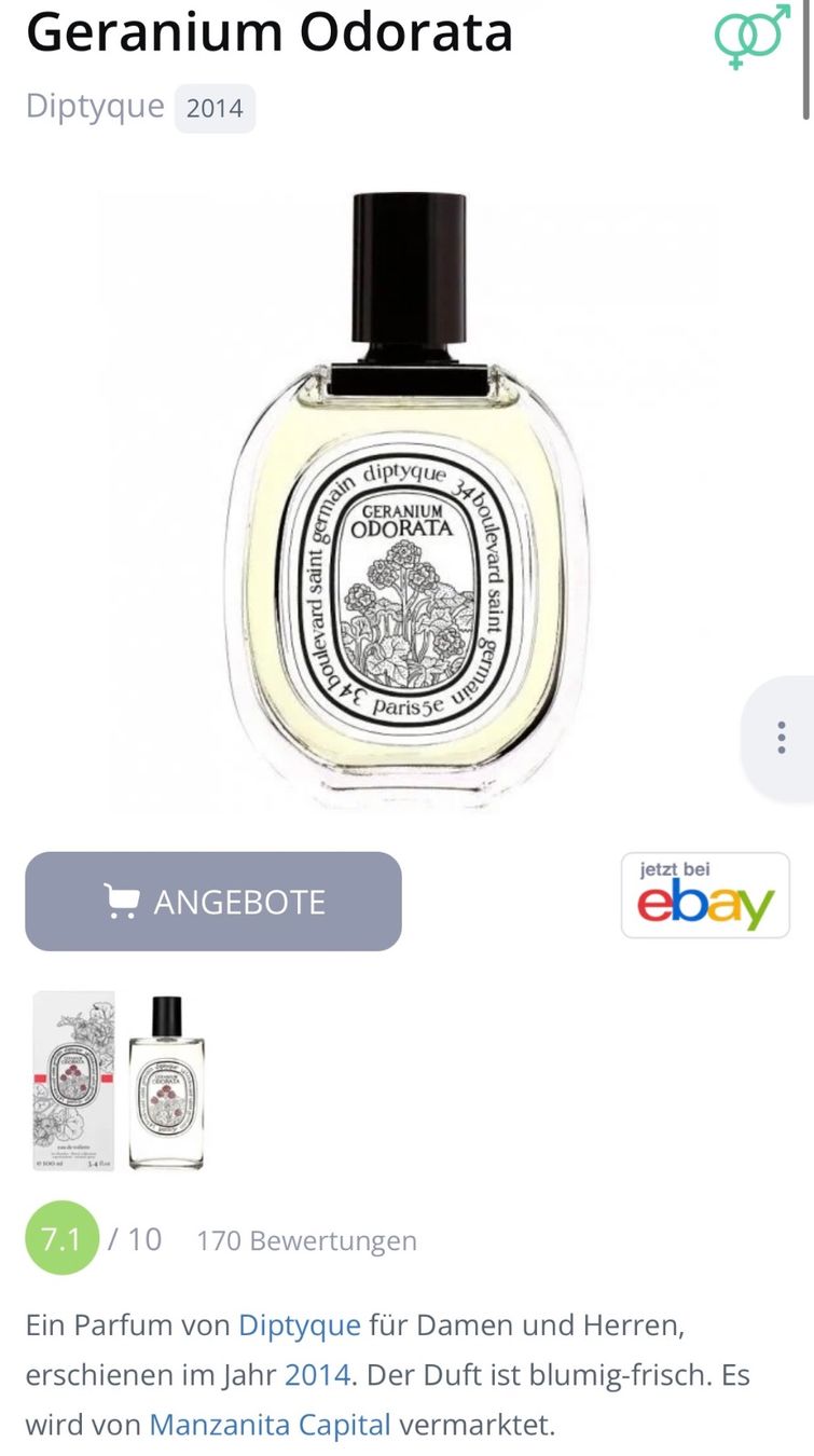 Diptyque Parfums & Eau de Toilette: Diptyque Geranium Odorata EDT Duftprobe 2ML – D'occasion à Zürich par deruja 3