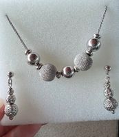 Ensemble Argent 925 en formes de boule (pendentif, boucles)