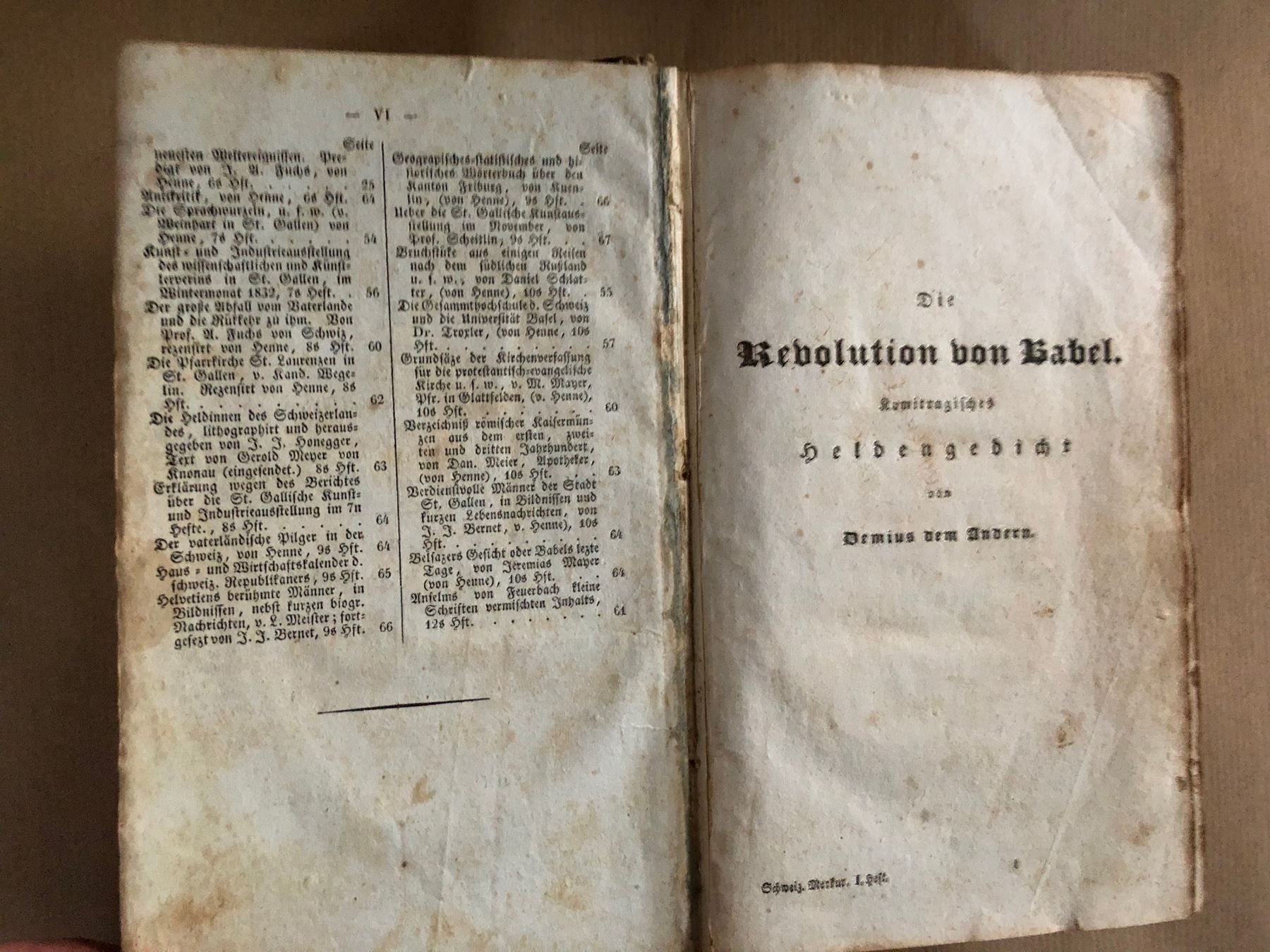 Bücher: Schweizerblätter oder schweizerischer Merkur. 1832 – Gebraucht aus Zürich von allp 8