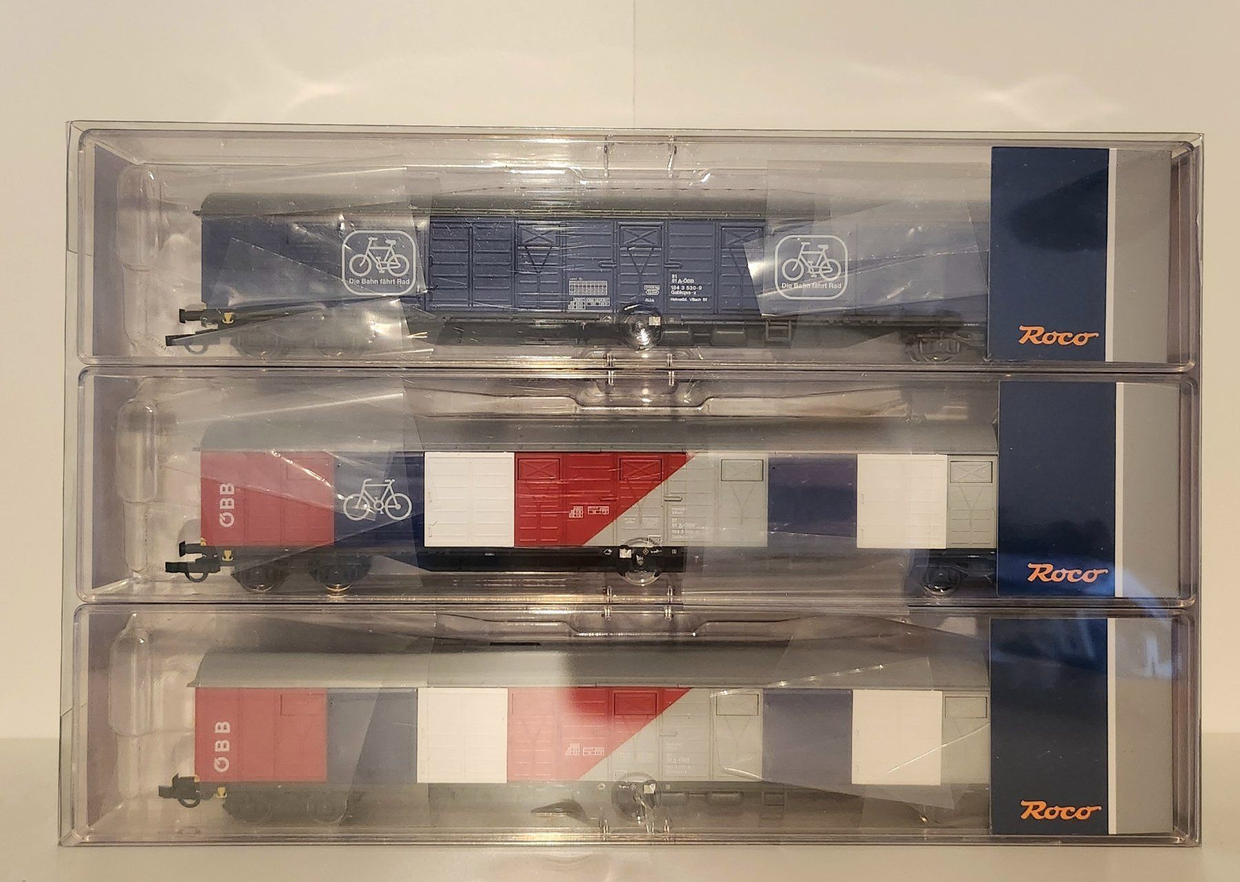 Roco Modellini di ferrovie: Roco 3er Set: ÖBB Fahrradtransport – Nuovo (secondo la descrizione) da Wittenwil venduto da ced_q8j7