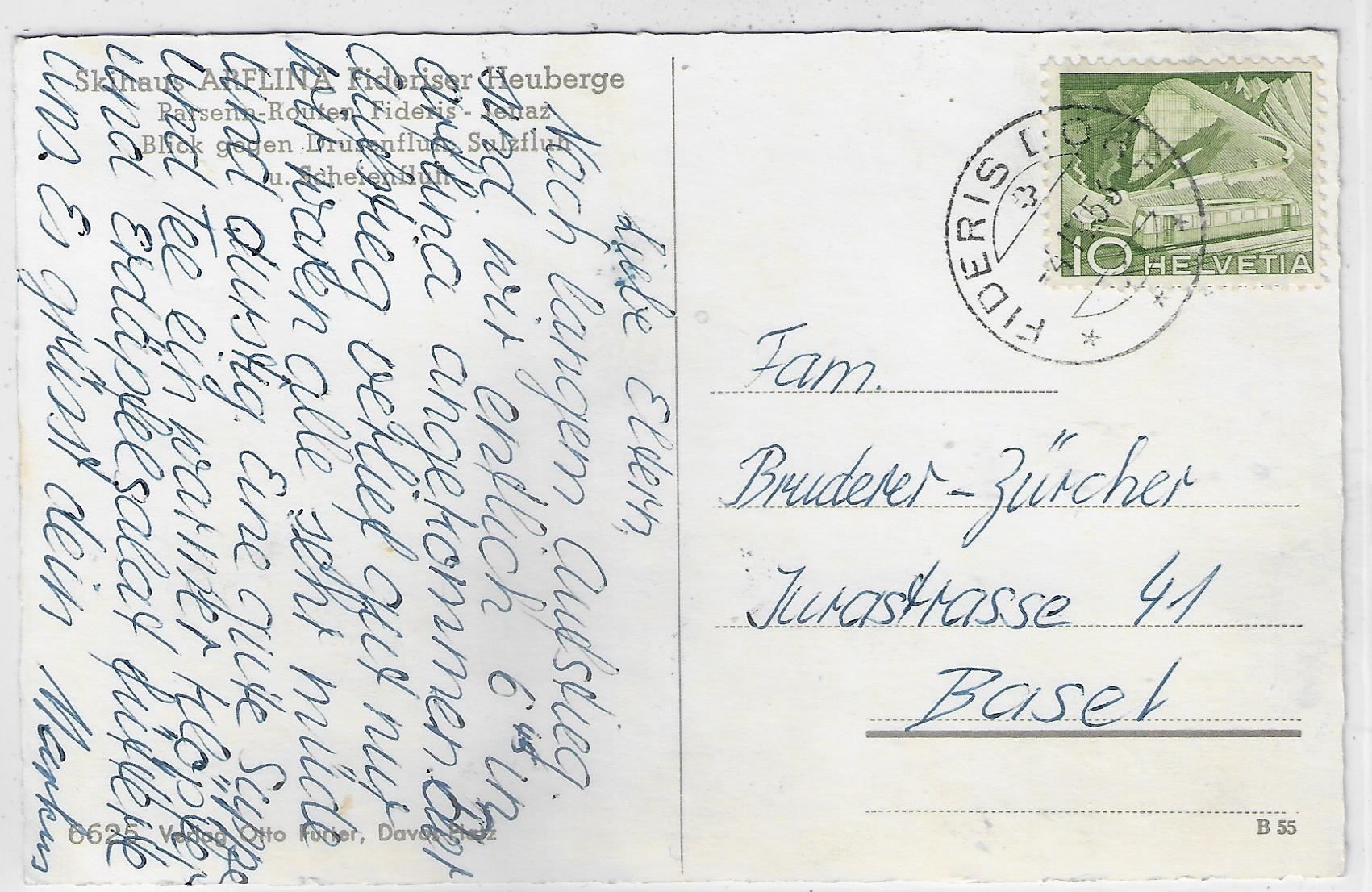 Cartoline postali: Skihaus Arflina Fideriser Heuberge – Usato da Ettingen venduto da Kartenplanet 1