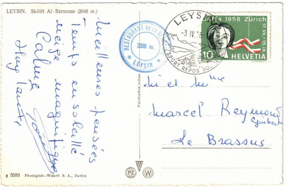 Cartoline postali: Leysin Berneuse mit Skilift Aï--Berneuse – Usato da Binningen venduto da Mountainrider 1