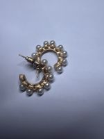 Boucles d'oreilles créoles perles dorées neuves
