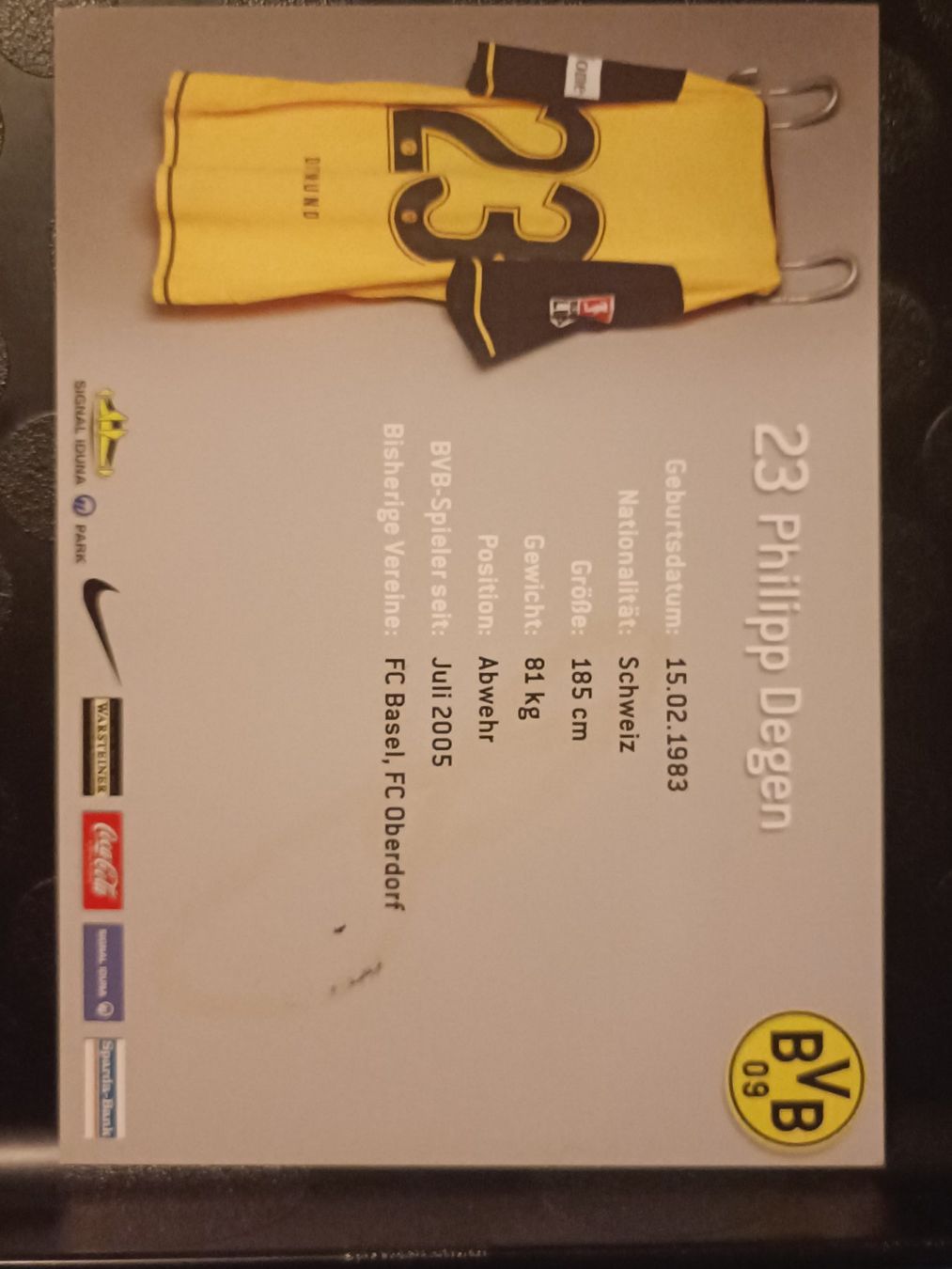 Autogramme: Philipp Degen - BorussiaDortmund - BVB Handsigniert – Gebraucht aus Menziken von Artographs 1