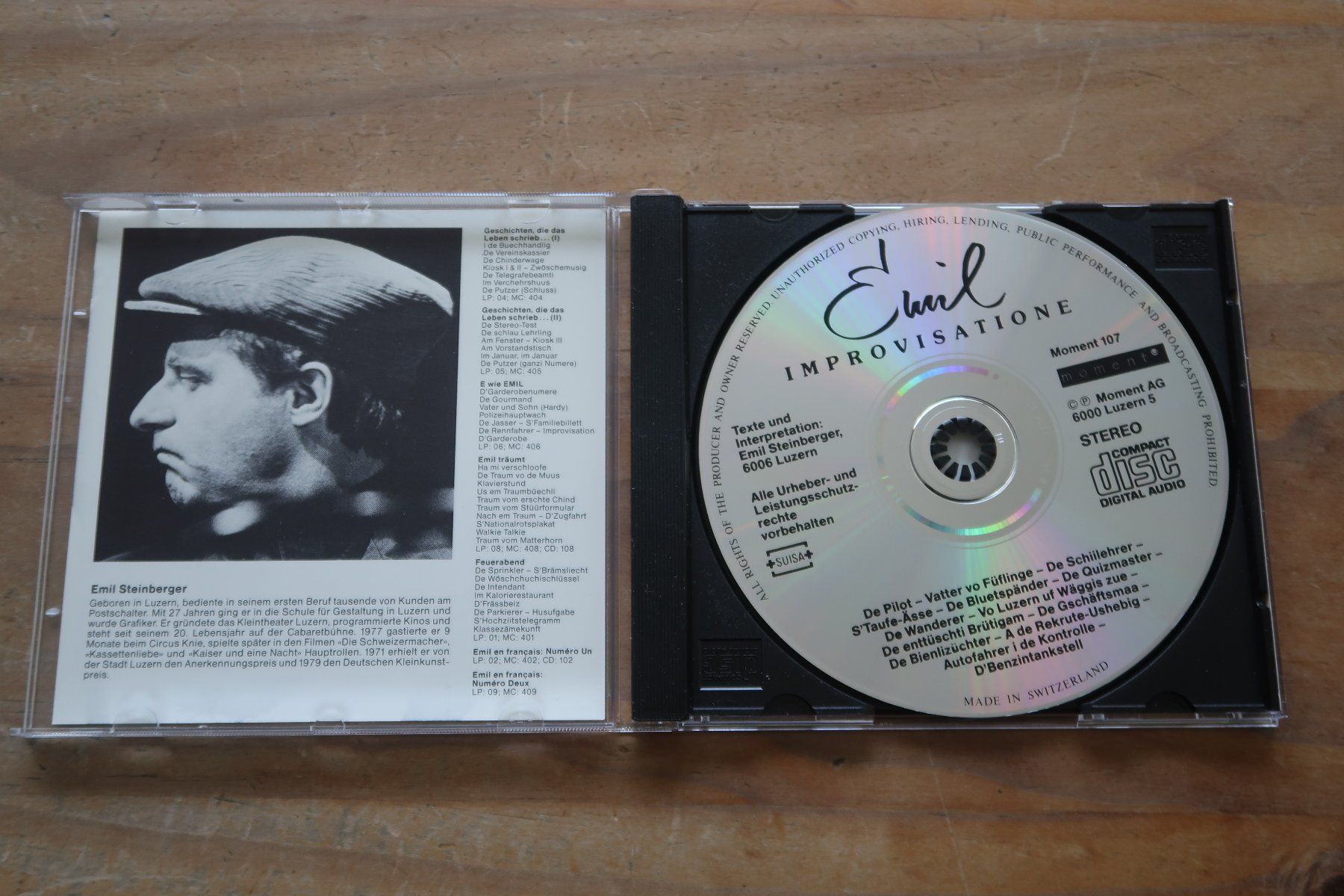 CDs: EMIL STEINBERGER - IMPROVISATIONE - CD – Gebraucht aus Basel von Patiscat 3