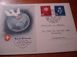 Karte Tag der Briefmarke 1945 Bern, gelaufen