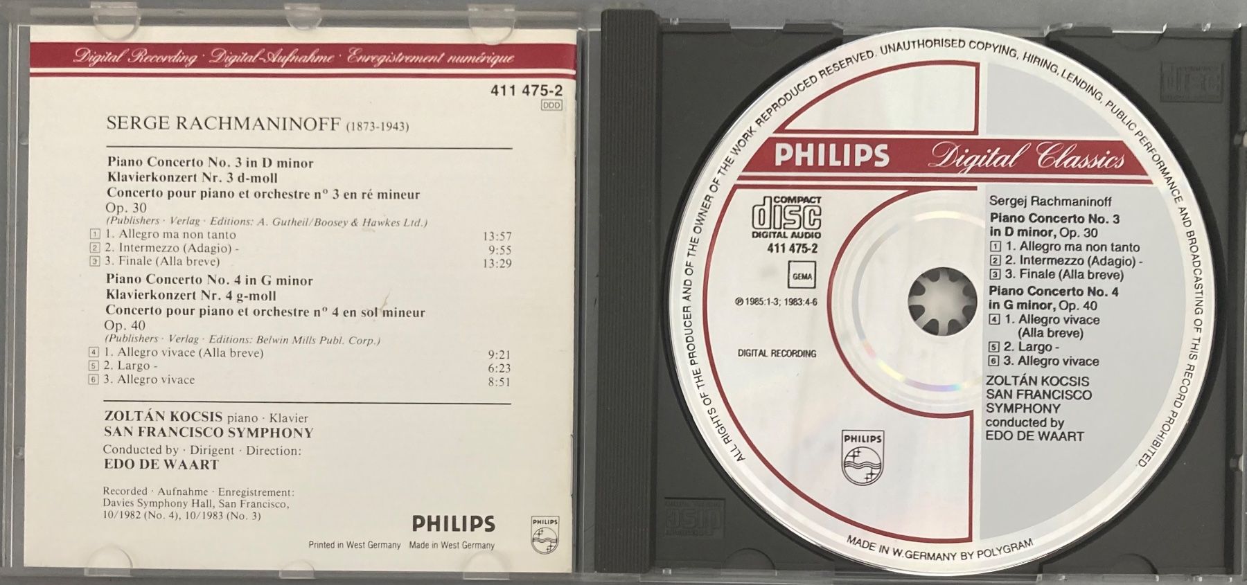 CDs: RACHMANINOFF..... - PIANO CONCERTO 3 & 4 – Gebraucht aus Poliez-Pittet von Newtown-Records 2