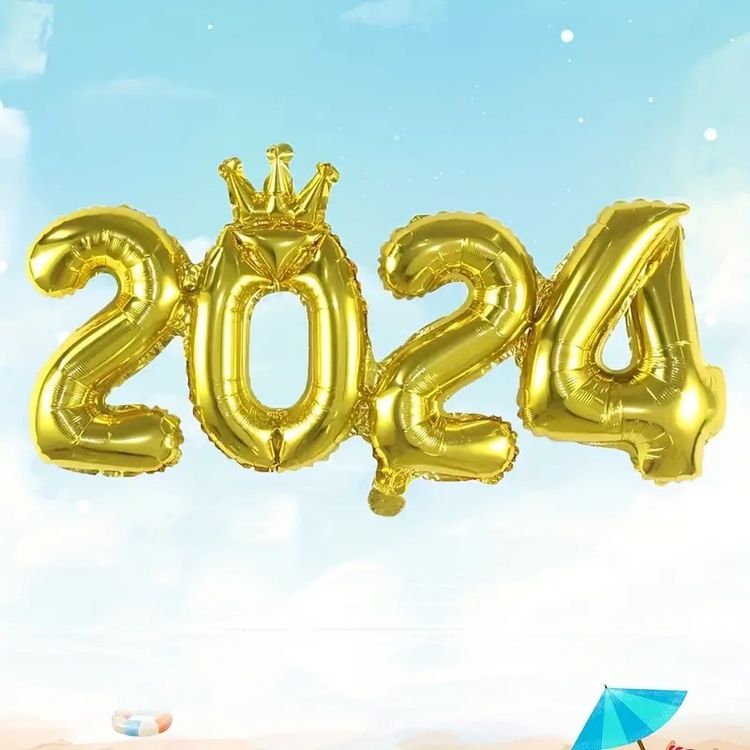 Happy New Year Folienballon 45 Cm – Neujahr 2024 Partydeko Mit Schriftzug, Schwarz-bunt, Mit Helium Oder Luft Befüllbar