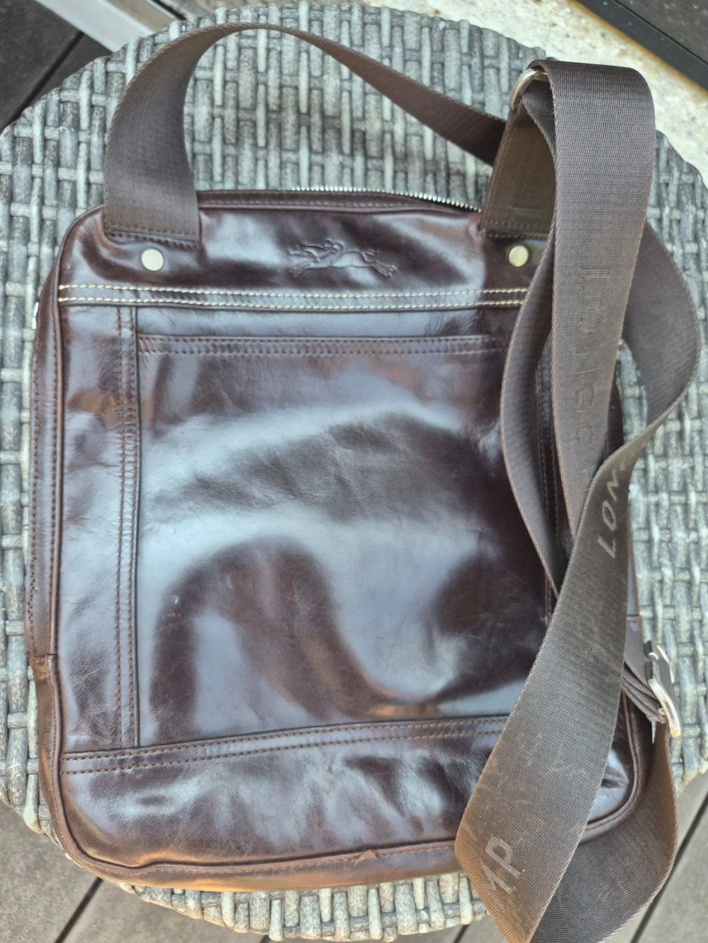 Longchamp Borse: Besace homme Longchamp cuir marron – Difettoso da le landeron venduto da canette 1