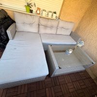 Gartenloungeset Rattan grau mit Tisch guter Zustand