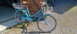 Damen Citybike – Vintage Blau, Shimano, Doppelkorb