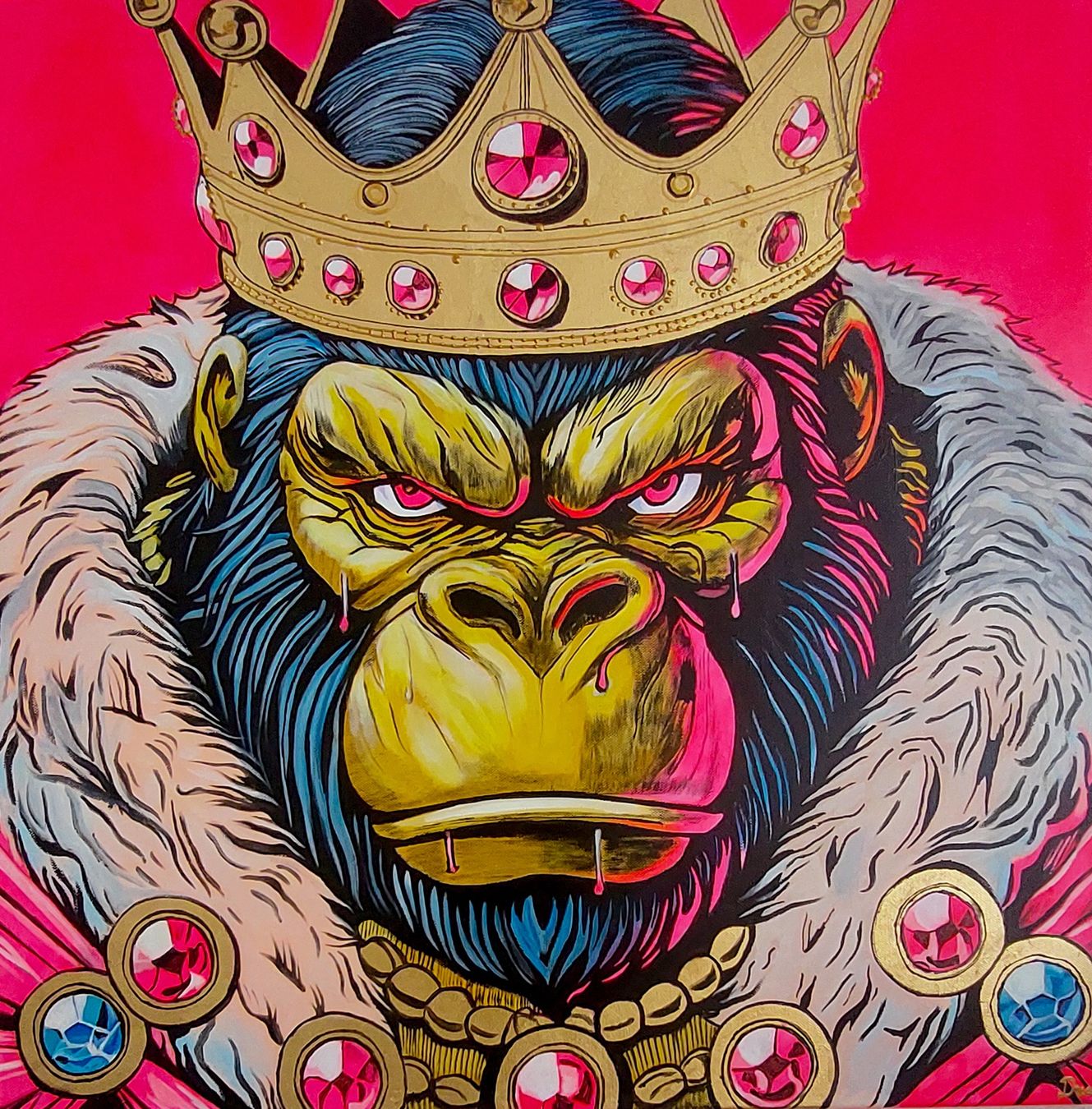 Dipinti: Pop-Art-Gemälde 70x70 Gorilla ! – Nuovo e nell'imballaggio originale da Schöftland venduto da M.B.Dudart 2