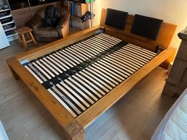 Wildeiche Massivholz Bett Möbel Pfister
