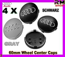 Audi 60mm Radnabenkappen gray & Schwarz
