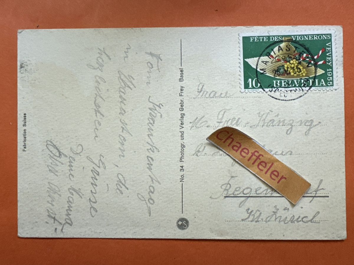 Cartoline postali: 1955 Basilika Mariastein mit Gnadenbild – Usato da Zürich venduto da Chaeffeler 1