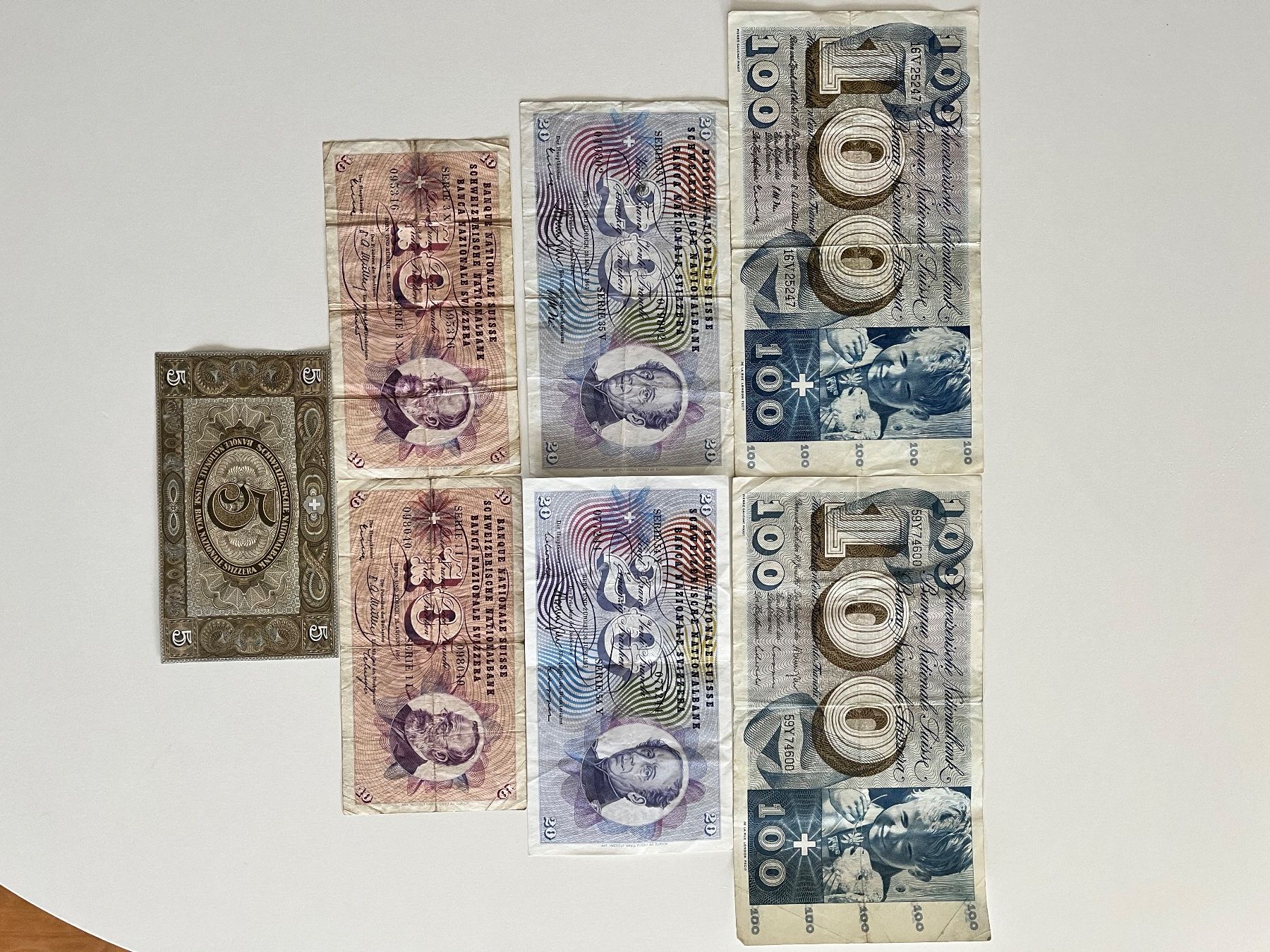 Banconote: Set von 7 Schweizer Banknoten – Usato da Bonstetten venduto da Dargslan