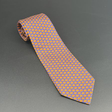 Cravate HERMÈS motif citrouilles Halloween 100% soie 