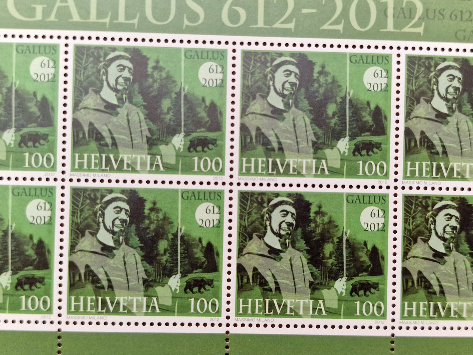 Tutti i francobolli: Kleinbogen 2012 - 1423 ** /  "1400 Jahre Gallus" – Usato da Aesch LU venduto da briefmarken.uray 2