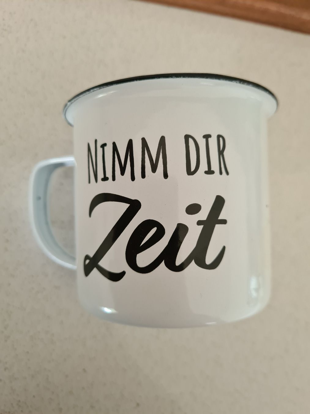 Tazze: Emaille Becher weiss mit Schriftzug "Nimm dir Zeit"  – Usato da Horw venduto da Mirii91 1