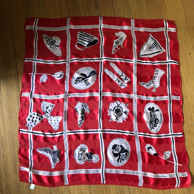 Foulard En Soie Vintage ROMEO GIGLI - Carré 90x90 Cm - Couleur Orange - Occasion