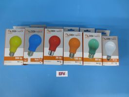 LED SET farbig 6 Stück E27 Fassung Party Licht Lichterkette