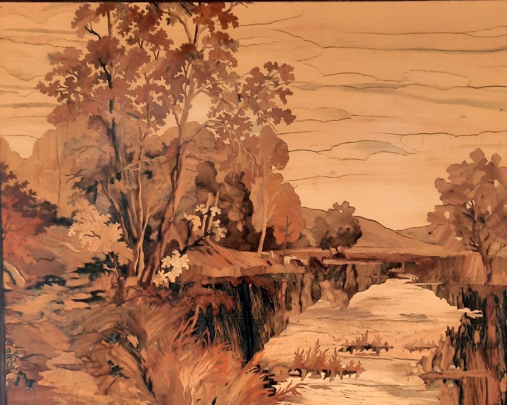 Foto & Immagini: Edles Intarsienbild, Holzkunst mit Rahmen, – Usato da Eschenbach venduto da Alicekunst 1