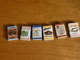 6  Lebensmittelpackungen für Puppenhaus/Puppenstube 