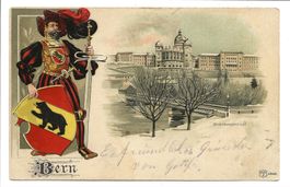 Bern - Bundeshaus im Winter - Berner Söldner - Präge-Litho