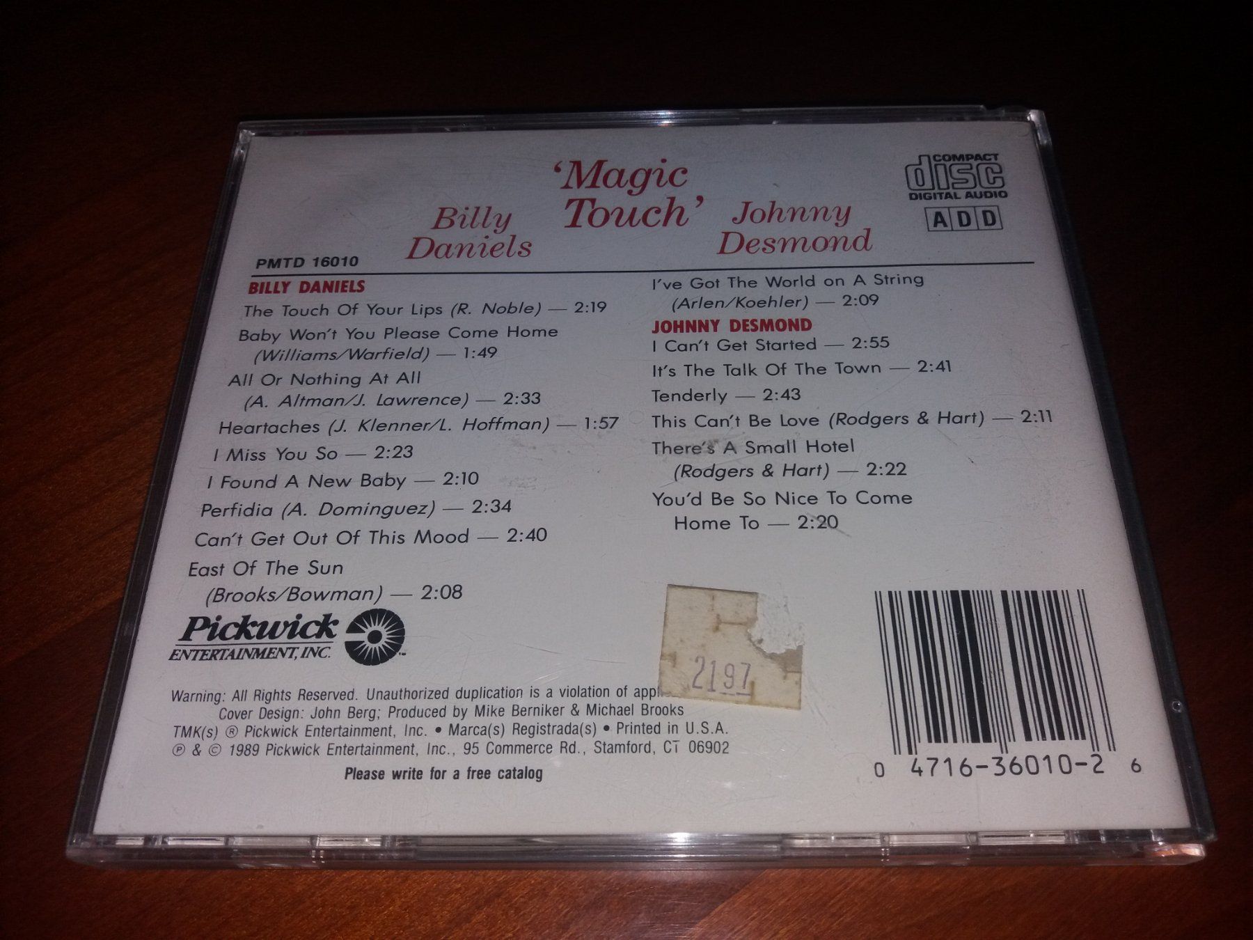 CD: Billy Daniels & Johnny Desmond - Magic Touch, D10 – Usato da Sessa venduto da discoverymedia 1